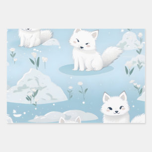 Feuille De Papier Cadeau Kawaii Cute Baby Arctic Foxes