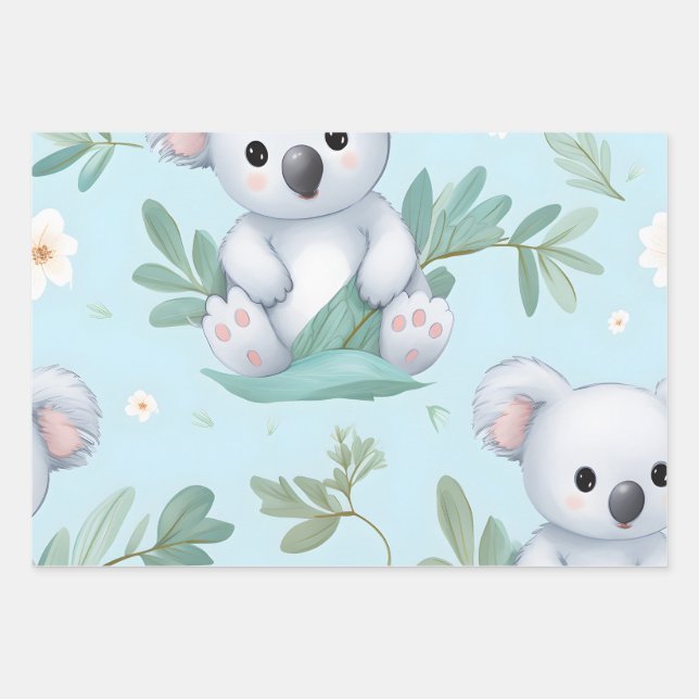 Feuille De Papier Cadeau Kawaii Cute Baby Koala Ours (Devant)