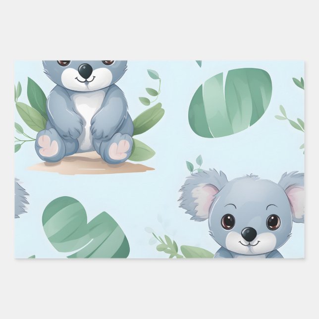Feuille De Papier Cadeau Kawaii Cute Baby Koala Ours (Devant)