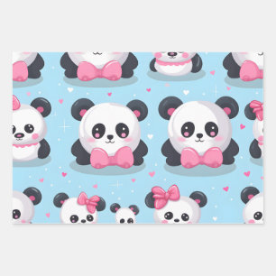 Feuille De Papier Cadeau Kawaii Cute Baby Pandas