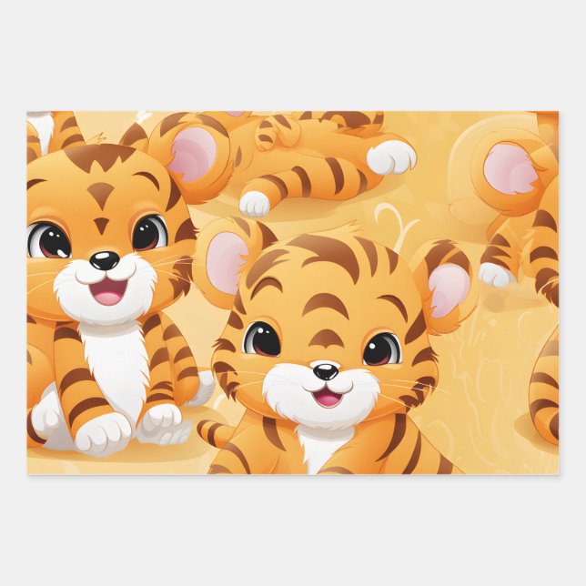 Feuille De Papier Cadeau Kawaii Cute Tiger Cute Cubs (Devant)