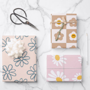 Feuille De Papier Cadeau Kawaii Retro Rose Daisy
