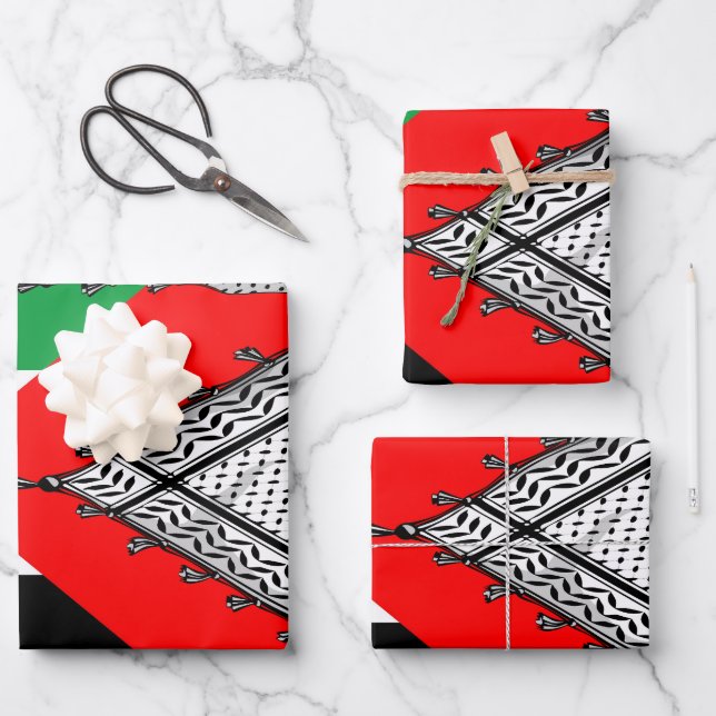Feuille De Papier Cadeau Keffiyeh Écharpe palestinienne tissu traditionnel (Recto)