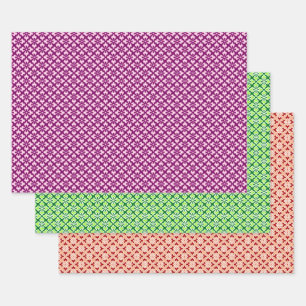 Feuille De Papier Cadeau Kimono floral Impression, Plum, Jade, Peach Wrappe