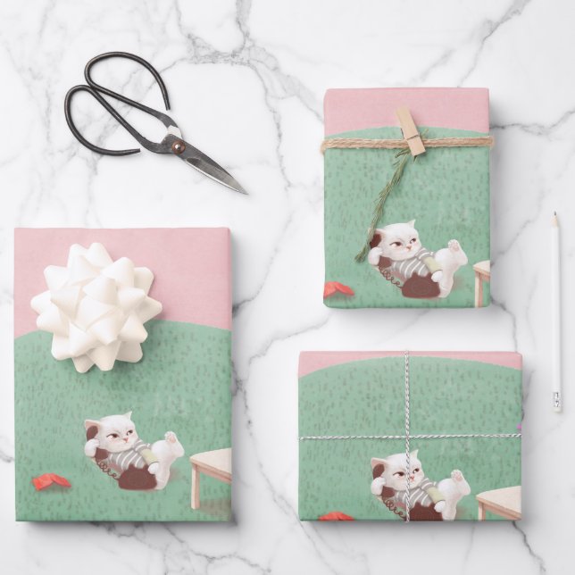 Feuille De Papier Cadeau Kitten détente dans le salon (Recto)