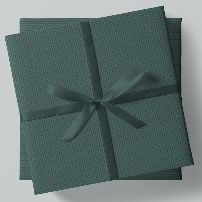 Feuille De Papier Cadeau Knit pattern simple dark green Christmas holiday (Créateur téléchargé)