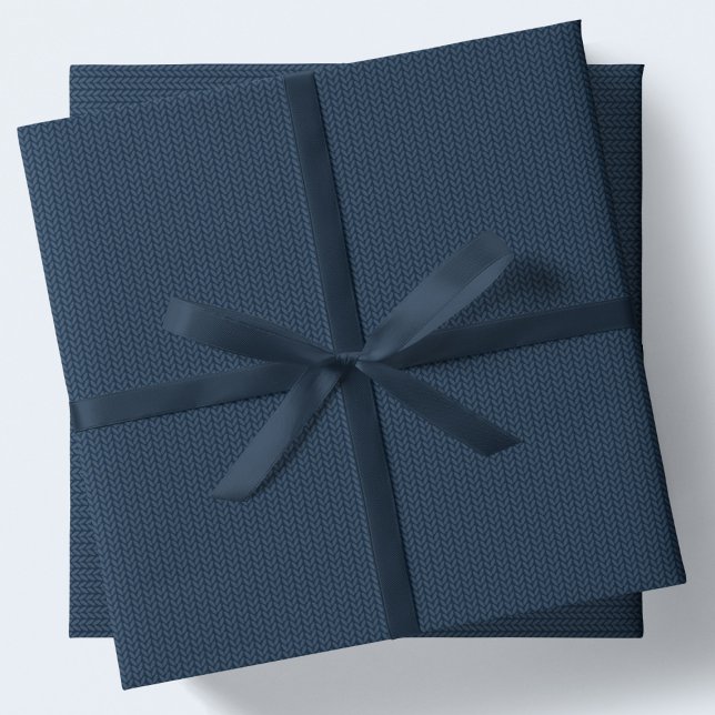Feuille De Papier Cadeau Knit pattern simple navy blue Christmas holiday (Créateur téléchargé)