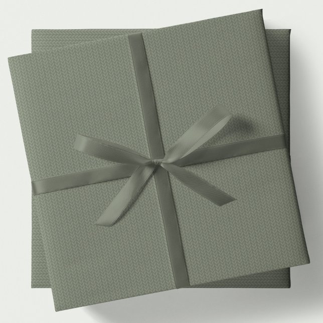 Feuille De Papier Cadeau Knit pattern simple sage green Christmas holiday (Créateur téléchargé)