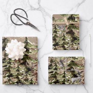 Feuille De Papier Cadeau Kraft Winter Woodland Forest Scenes & Wolf