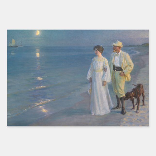 Feuille De Papier Cadeau Kroyer - L'artiste et sa femme sur la plage (Devant)