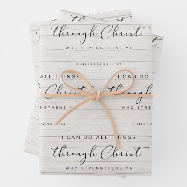 Feuille De Papier Cadeau La Bible Verse Philippiens 4:13 Je Peux Faire Tout (En situation)