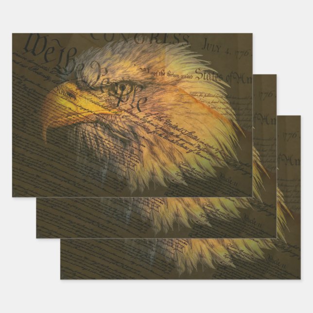 Feuille De Papier Cadeau La Constitution américaine avec l'aigle chauve (Lot)