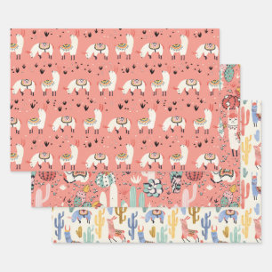 Feuille De Papier Cadeau La diversité des lamas
