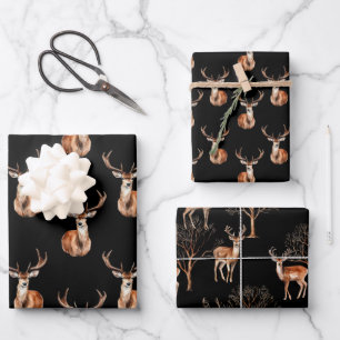 Feuille De Papier Cadeau La faune des cerfs rustique