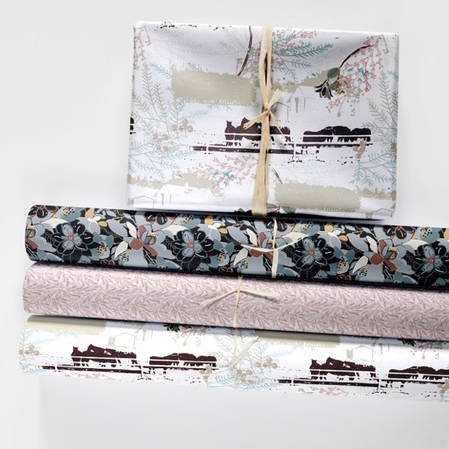 Feuille De Papier Cadeau La ferme hivernale des Magnolias (Créateur téléchargé)