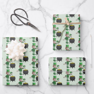 Feuille De Papier Cadeau La Fête de la Saint-Patrick Trèfle et Pot Rempli d