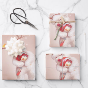 Feuille De Papier Cadeau La fille serrant le chien dans les Antlers de renn