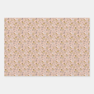 Feuille De Papier Cadeau La florale des abeilles de miel en rose