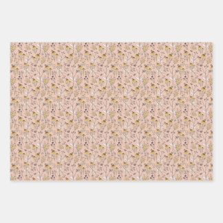 Feuille De Papier Cadeau La florale des abeilles de miel en rose