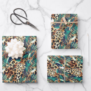 Feuille De Papier Cadeau La Fourrure des animaux Safari Motif Exotic Modern