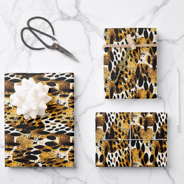 Feuille De Papier Cadeau La Fourrure des animaux Safari Motif Exotic Modern (Recto)