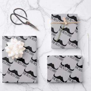 Feuille De Papier Cadeau La meilleure fête des pères papa moustache noir et