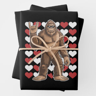 Feuille De Papier Cadeau La Saint-Valentin Bigfoot Cœurs Drôles d'amour de