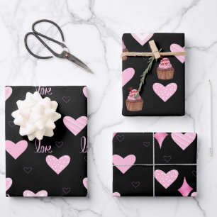 Feuille De Papier Cadeau La Saint-Valentin coeurs roses, douceurs et amour