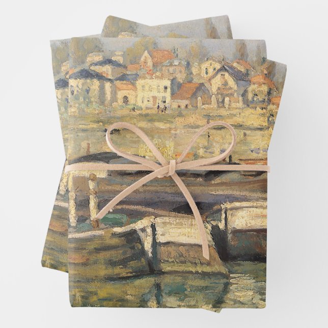 Feuille De Papier Cadeau La Seine à Asnières par Claude Monet (En situation)