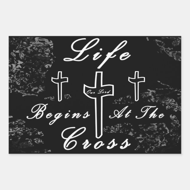 Feuille De Papier Cadeau La vie commence à la croix (Devant)