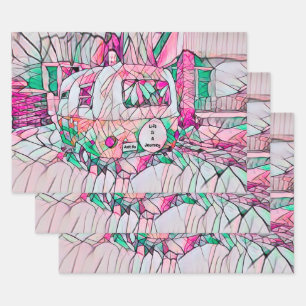 Feuille De Papier Cadeau La Vie De Camper Est Un Voyage À Pink Green Hippie