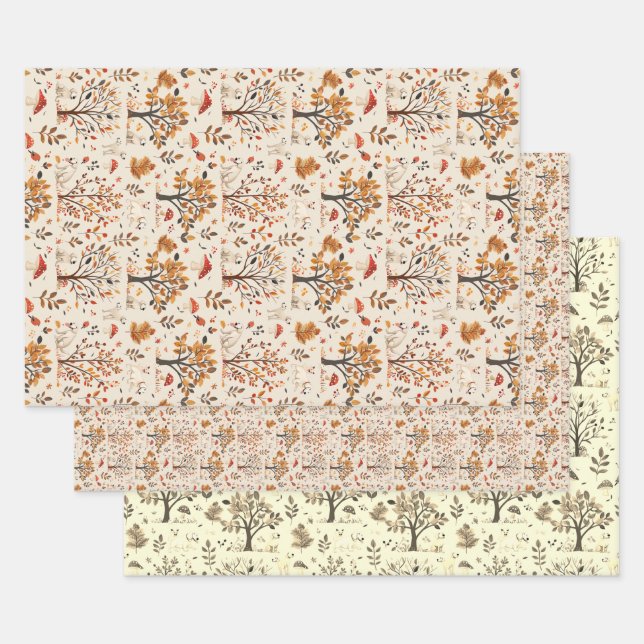 Feuille De Papier Cadeau Labrador Cute Fall Motif d'automne (Lot)