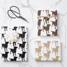 Feuille De Papier Cadeau Labrador Retrievers Black Chocolate Chiens Jaunes