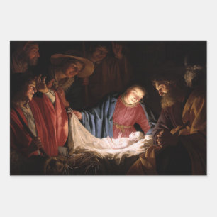 Feuille De Papier Cadeau L'Adoration des bergers par Honthorst