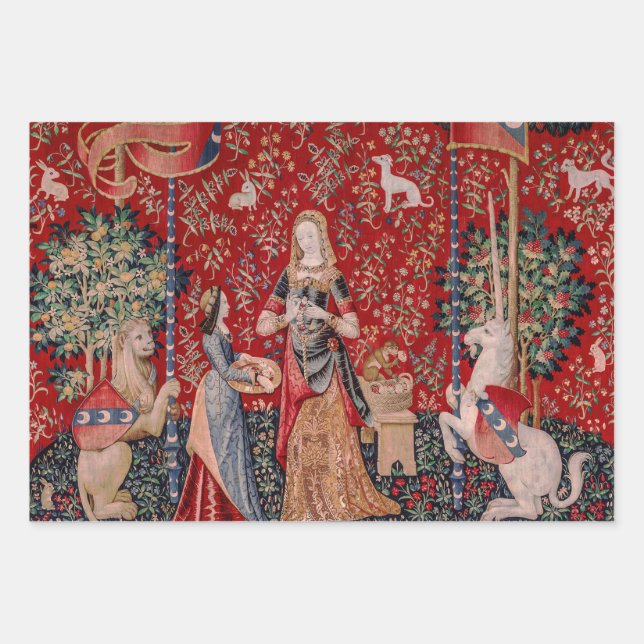 Feuille De Papier Cadeau Lady and Unicorn Medieval Tapestry Smell (Devant)