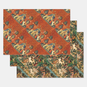 Feuille De Papier Cadeau Lady et l'art de la Tapisserie médiévale Unicorn