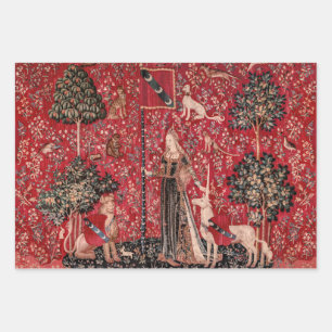Feuille De Papier Cadeau Lady et Unicorn Moyen Tapestry Touch