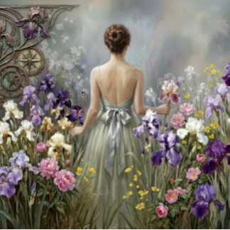 Feuille De Papier Cadeau Lady in the purple meadow Decoupage