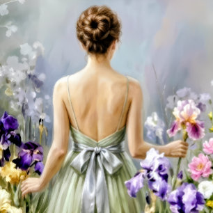 Feuille De Papier Cadeau Lady in the purple meadow Decoupage 