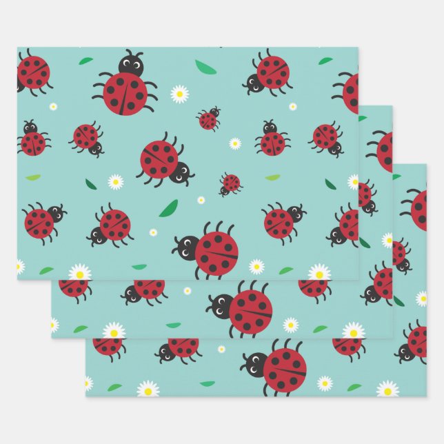 Feuille De Papier Cadeau Ladybugs (Lot)