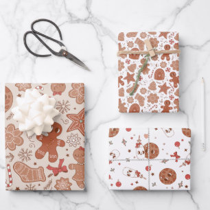 Feuille De Papier Cadeau Lait et biscuits de Noël Retro