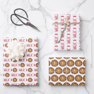 Feuille De Papier Cadeau Lait et biscuits Jug Bouteille Chocolat Chip Cooki