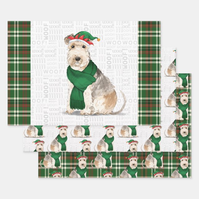 Feuille De Papier Cadeau Lakeland Terrier Chien de Noël et jour férié (Lot)