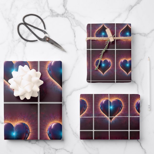 Feuille De Papier Cadeau L'amour dans chaque battement de coeur (Recto)