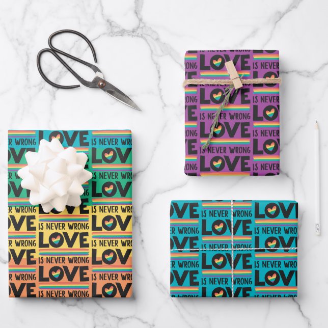 Feuille De Papier Cadeau L'amour n'est jamais mal LGBTQ Pride rainbow flag (Recto)