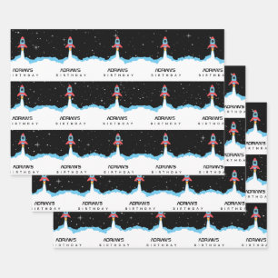 Feuille De Papier Cadeau Lancement de fusées dans l'espace extra-atmosphéri