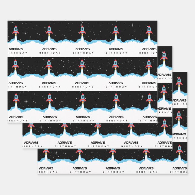 Feuille De Papier Cadeau Lancement de fusées dans l'espace extra-atmosphéri (Lot)