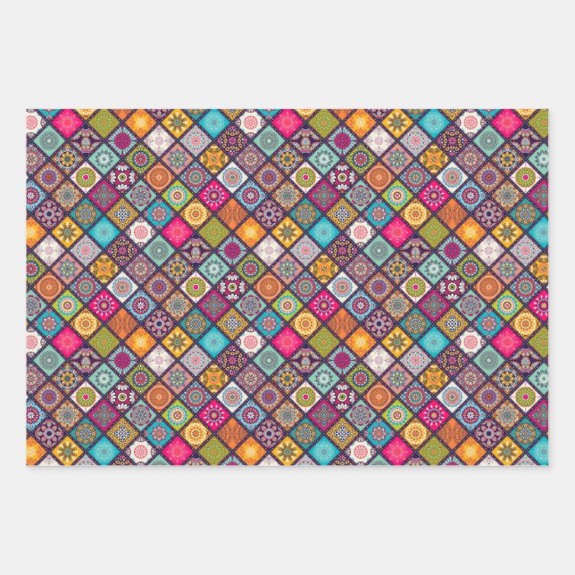 Feuille De Papier Cadeau lanterne de mandala colorée arabe design exotique (Devant)