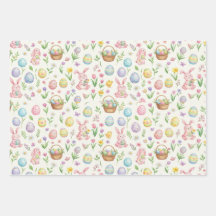 Lapin de Pâques et motif floral pastel fantaisiste