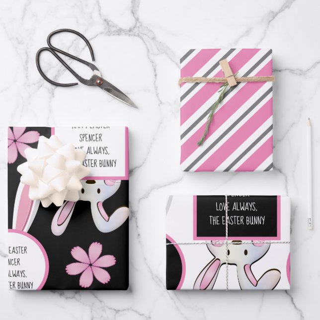 Feuille De Papier Cadeau Lapin de Pâques personnalisé (Recto)
